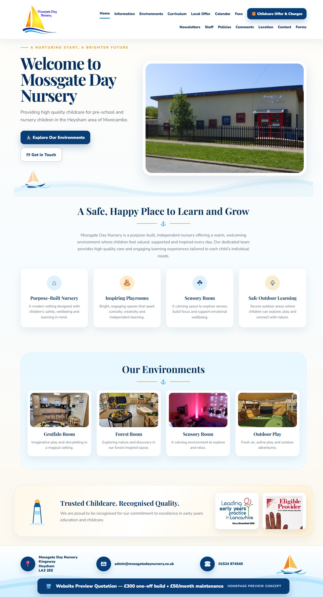 Mossgate Day Nursery website screenshot